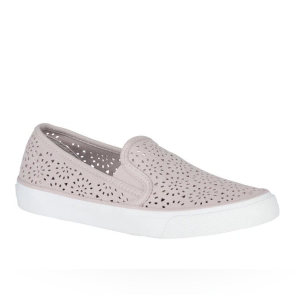 Sperry Seaside Perf Leather Top-sider Ladies Shoe Size 8 M Soft Pink Memory Foam
